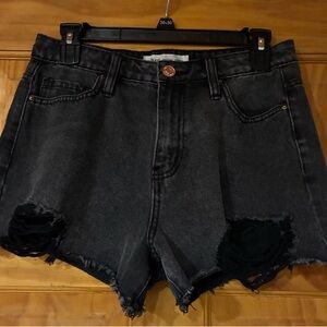 YMI Black Distressed Jean Shorts